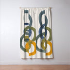 Minimalist Mid Century Modern Colorful Rings Navy Blue Yellow Olive Green Spirals by Ejaaz Haniff Window Curtain Gallery Image 3