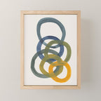 Minimalist Mid Century Modern Colorful Rings Navy Blue Yellow Olive Green Spirals by Ejaaz Haniff Mini Art Print Gallery Image 1
