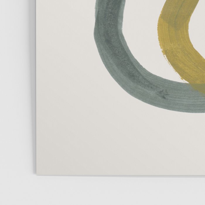 Minimalist Mid Century Modern Colorful Rings Navy Blue Yellow Olive Green Spirals by Ejaaz Haniff Poster Gallery Image 3