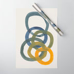 Minimalist Mid Century Modern Colorful Rings Navy Blue Yellow Olive Green Spirals by Ejaaz Haniff Wrapping Paper Gallery Image 1