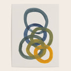 Minimalist Mid Century Modern Colorful Rings Navy Blue Yellow Olive Green Spirals by Ejaaz Haniff Poster Gallery Image 4