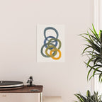 Minimalist Mid Century Modern Colorful Rings Navy Blue Yellow Olive Green Spirals by Ejaaz Haniff Poster Gallery Image 2