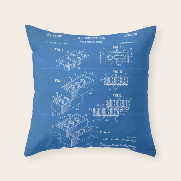 Legos Patent - Legos Brick Art - Blueprint Throw Pillow Gallery Image 6