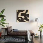 Mid Century Modern Minimalist Abstract Art Brush Strokes Black & White Ink Art Maze Wood Wall Art Gallery Image 2