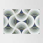 Art deco scallop elegance // blue geometric shapes golden textured lines Rug Gallery Image 2