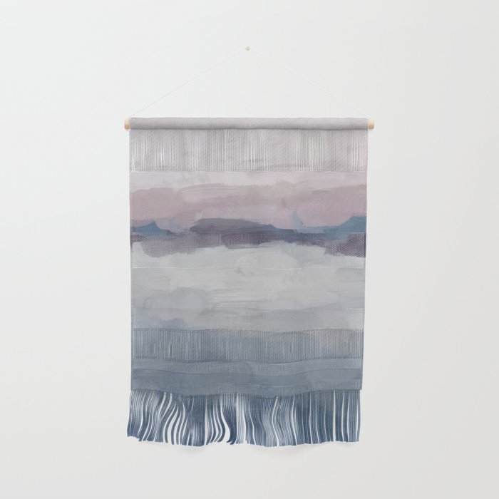 Oceans Away - Plum Purple Lavender Blue Abstract Painting Waves Cloud Horizon Modern Art Wall Hanging Gallery Image 1