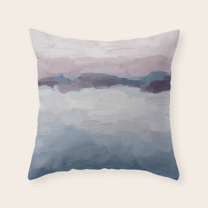 Oceans Away - Plum Purple Lavender Blue Abstract Painting Waves Cloud Horizon Modern Art Throw Pillow Gallery Image 6