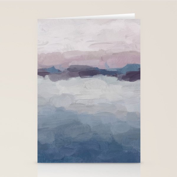 Oceans Away - Plum Purple Lavender Blue Abstract Painting Waves Cloud Horizon Modern Art Stationery Card Gallery Image 2