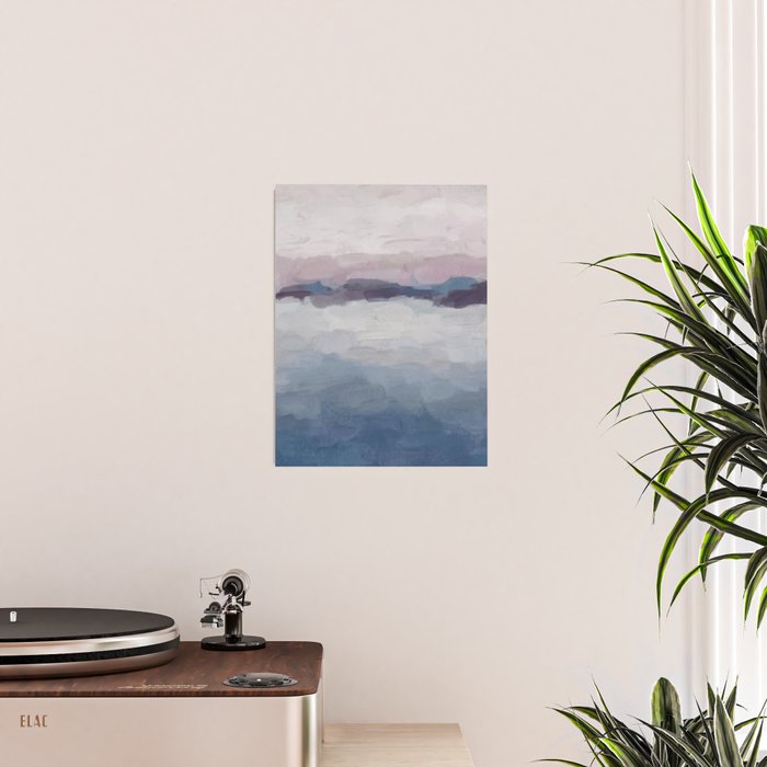 Oceans Away - Plum Purple Lavender Blue Abstract Painting Waves Cloud Horizon Modern Art Poster Gallery Image 2