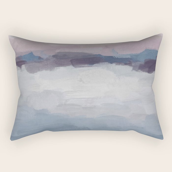 Oceans Away - Plum Purple Lavender Blue Abstract Painting Waves Cloud Horizon Modern Art Rectangular Pillow Gallery Image 2