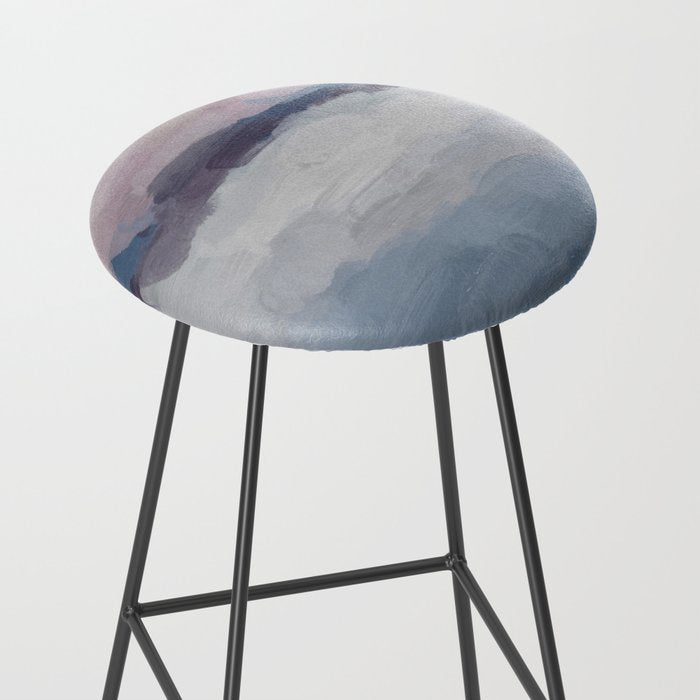 Oceans Away - Plum Purple Lavender Blue Abstract Painting Waves Cloud Horizon Modern Art Stool Gallery Image 2