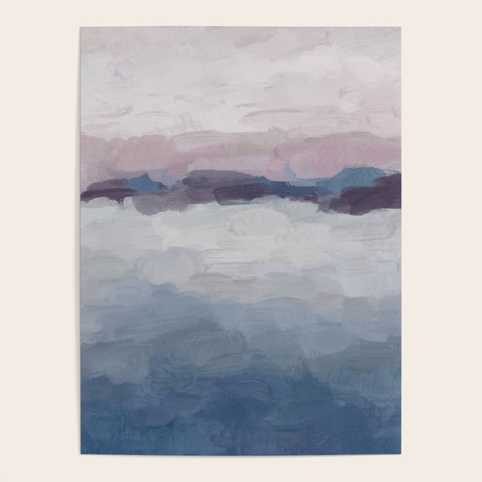 Oceans Away - Plum Purple Lavender Blue Abstract Painting Waves Cloud Horizon Modern Art Poster Gallery Image 1