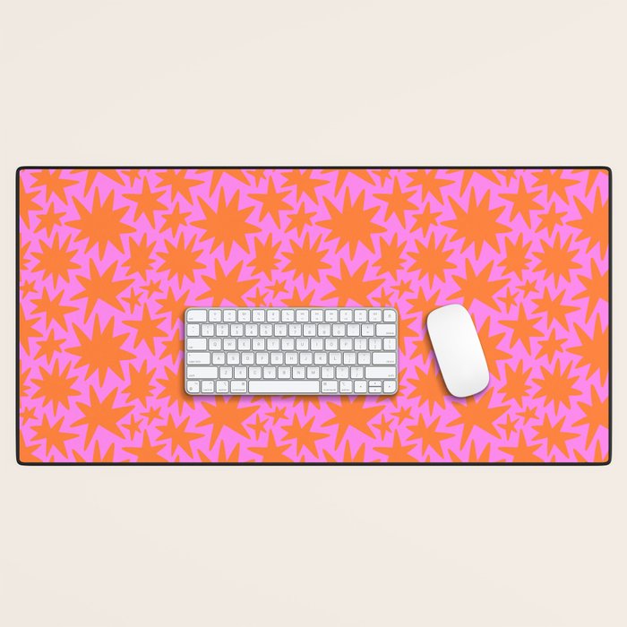 Abstract retro pink star shape pattern Desk Mat Gallery Image 1