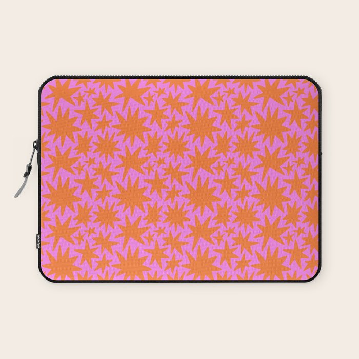 Abstract retro pink star shape pattern Laptop Sleeve Gallery Image 1