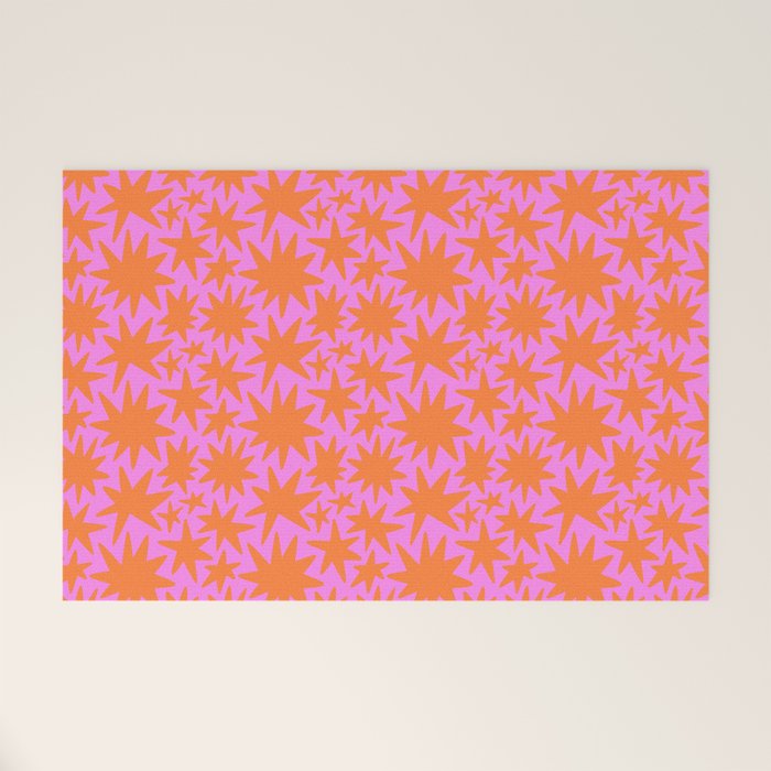 Abstract retro pink star shape pattern Welcome Mat Gallery Image 1