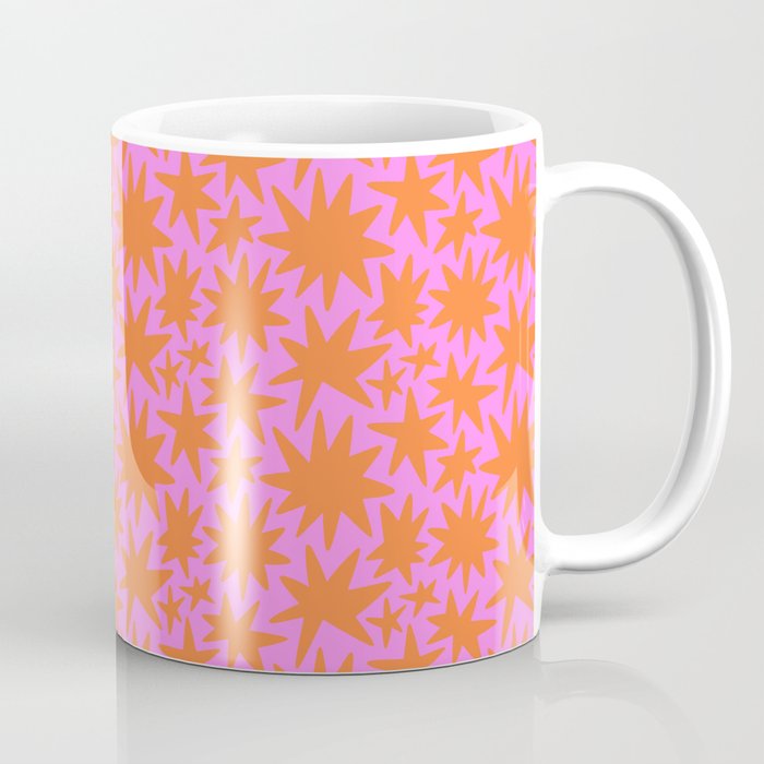 Abstract retro pink star shape pattern Coffee Mug Gallery Image 1