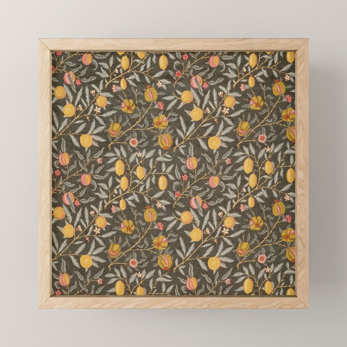 William Morris Vintage Pomegranate Fruit Walnut Bullrush Pattern  Mini Art Print Gallery Image 1