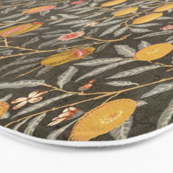 William Morris Vintage Pomegranate Fruit Walnut Bullrush Pattern  Bath Mat Gallery Image 3