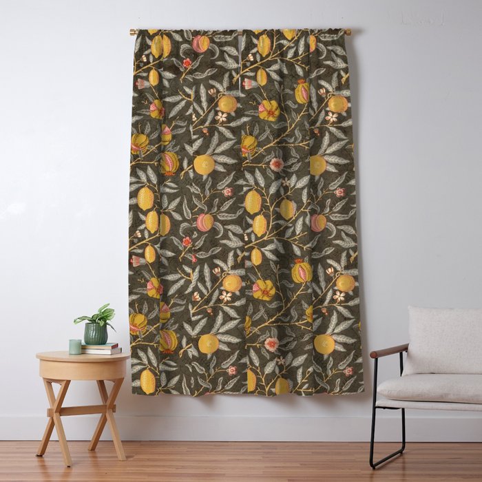 William Morris Vintage Pomegranate Fruit Walnut Bullrush Pattern  Window Curtain Gallery Image 5
