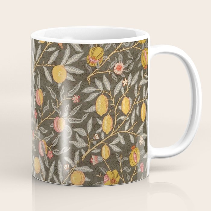 William Morris Vintage Pomegranate Fruit Walnut Bullrush Pattern  Coffee Mug Gallery Image 1