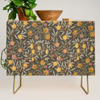William Morris Vintage Pomegranate Fruit Walnut Bullrush Pattern  Credenza Gallery Image 1