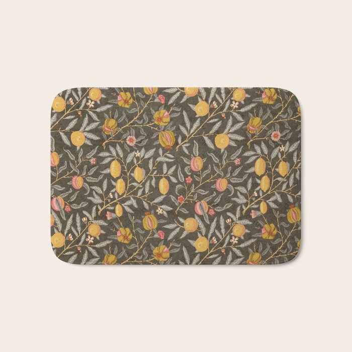 William Morris Vintage Pomegranate Fruit Walnut Bullrush Pattern  Bath Mat Gallery Image 1