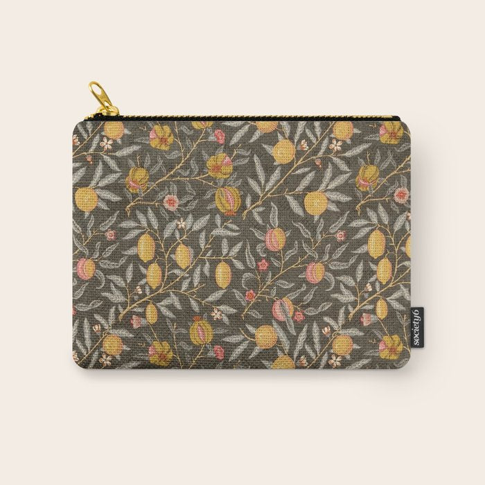 William Morris Vintage Pomegranate Fruit Walnut Bullrush Pattern  Carry All Pouch Gallery Image 1
