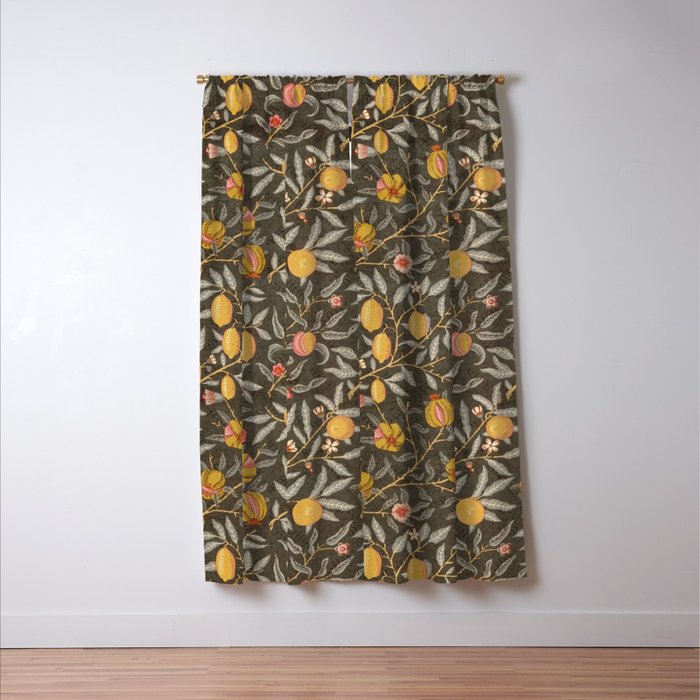 William Morris Vintage Pomegranate Fruit Walnut Bullrush Pattern  Window Curtain Gallery Image 3