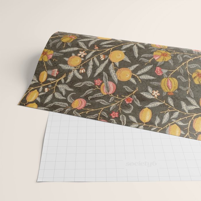 William Morris Vintage Pomegranate Fruit Walnut Bullrush Pattern  Wrapping Paper Gallery Image 2