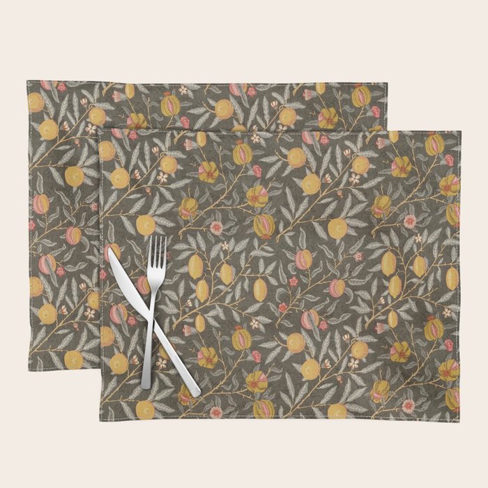 William Morris Vintage Pomegranate Fruit Walnut Bullrush Pattern  Placemat Gallery Image 1