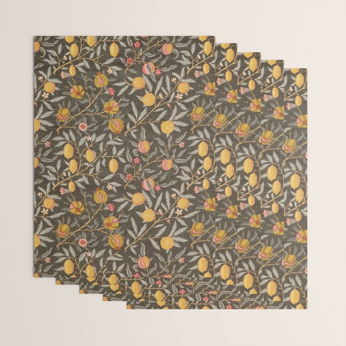 William Morris Vintage Pomegranate Fruit Walnut Bullrush Pattern  Wrapping Paper Gallery Image 3