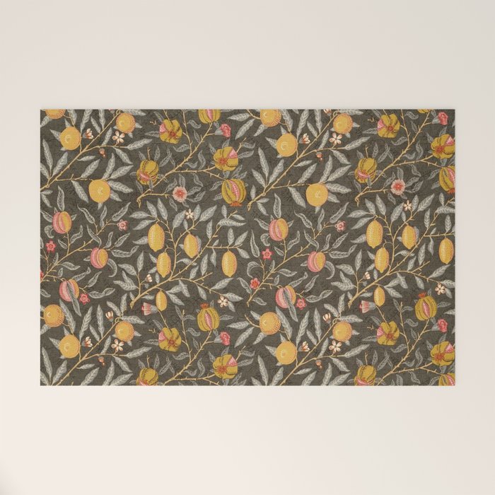 William Morris Vintage Pomegranate Fruit Walnut Bullrush Pattern  Welcome Mat Gallery Image 1