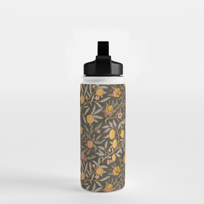 William Morris Vintage Pomegranate Fruit Walnut Bullrush Pattern  Water Bottle Gallery Image 2