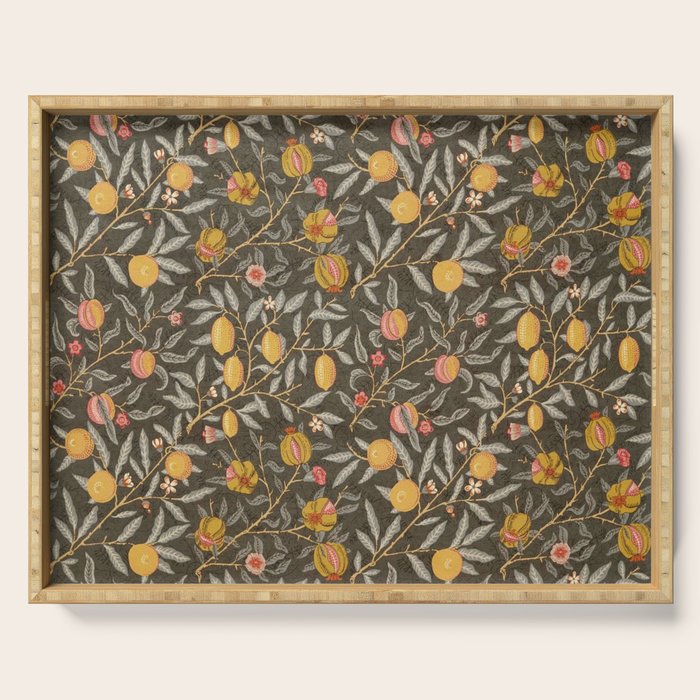 William Morris Vintage Pomegranate Fruit Walnut Bullrush Pattern  Serving Tray Gallery Image 1