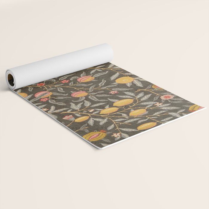 William Morris Vintage Pomegranate Fruit Walnut Bullrush Pattern  Yoga Mat Gallery Image 2