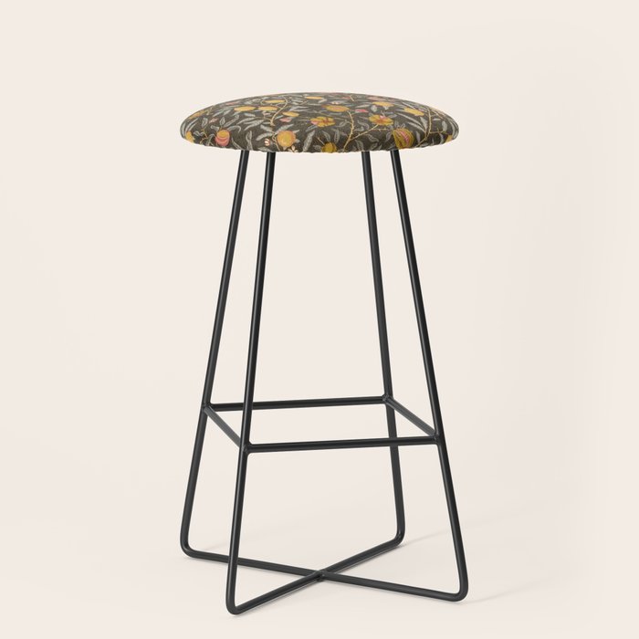 William Morris Vintage Pomegranate Fruit Walnut Bullrush Pattern  Stool Gallery Image 1