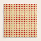 Mid Century Modern Atomic Stars Grid in Retro Christmas Red and Cream Wood Wall Art Gallery Image 1