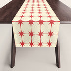 Mid Century Modern Atomic Stars Grid in Retro Christmas Red and Cream Table Runner Gallery Image 1