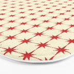 Mid Century Modern Atomic Stars Grid in Retro Christmas Red and Cream Bath Mat Gallery Image 3