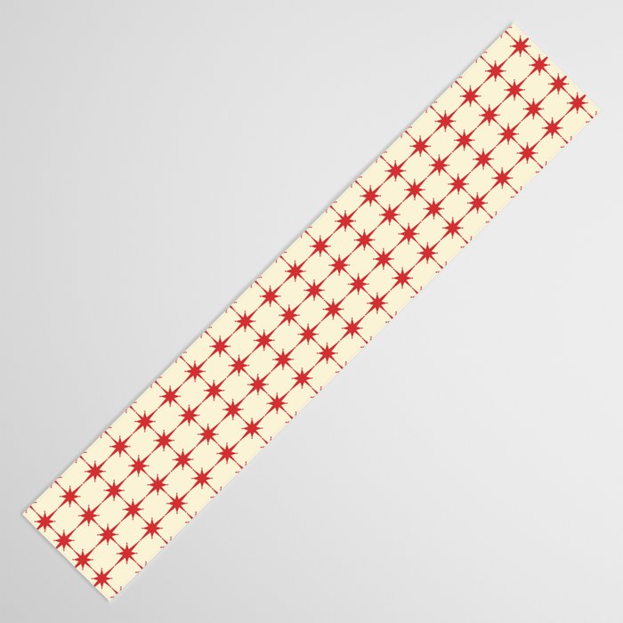 Mid Century Modern Atomic Stars Grid in Retro Christmas Red and Cream Table Runner Gallery Image 3