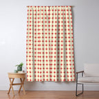 Mid Century Modern Atomic Stars Grid in Retro Christmas Red and Cream Window Curtain Gallery Image 5