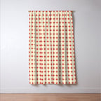 Mid Century Modern Atomic Stars Grid in Retro Christmas Red and Cream Window Curtain Gallery Image 3