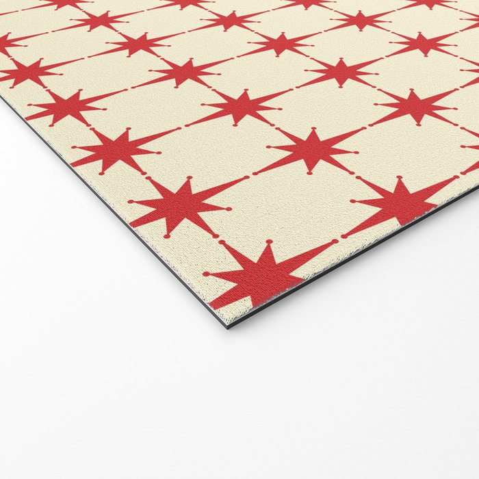 Mid Century Modern Atomic Stars Grid in Retro Christmas Red and Cream Welcome Mat Gallery Image 2