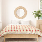 Mid Century Modern Atomic Stars Grid in Retro Christmas Red and Cream Duvet Cover Gallery Image 3
