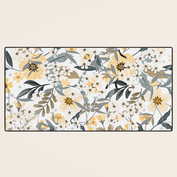 Spring Wildflowers, Floral Prints, Yellow and Gray Desk Mat Gallery Image 3