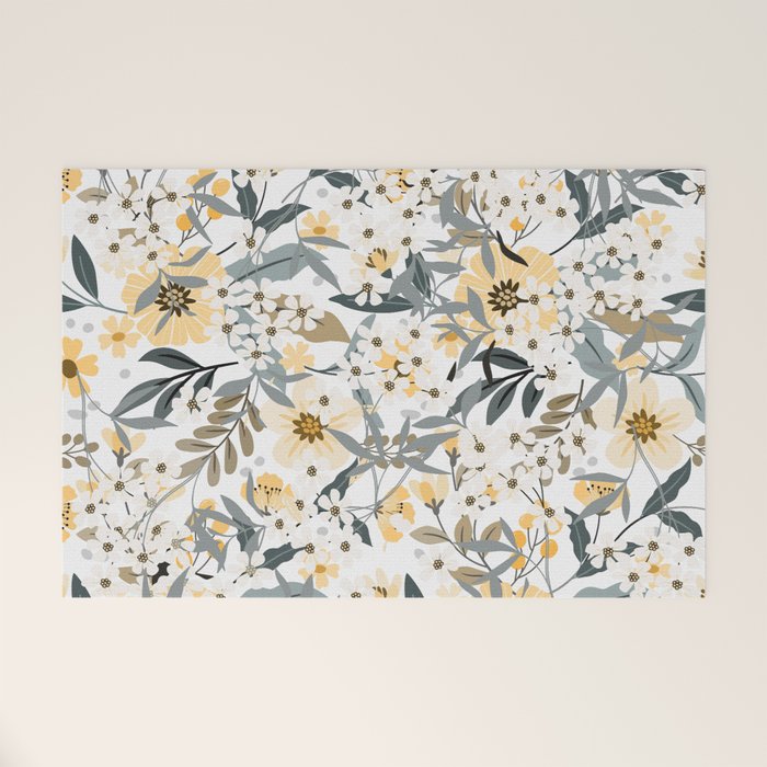 Spring Wildflowers, Floral Prints, Yellow and Gray Welcome Mat Gallery Image 1