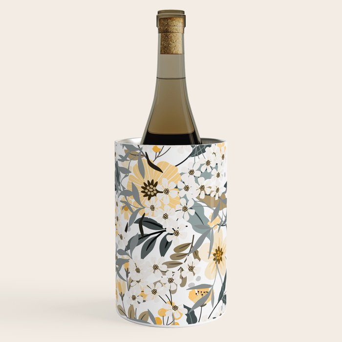 Spring Wildflowers, Floral Prints, Yellow and Gray Wine Chiller Gallery Image 3