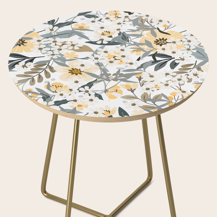 Spring Wildflowers, Floral Prints, Yellow and Gray Side Table Gallery Image 2