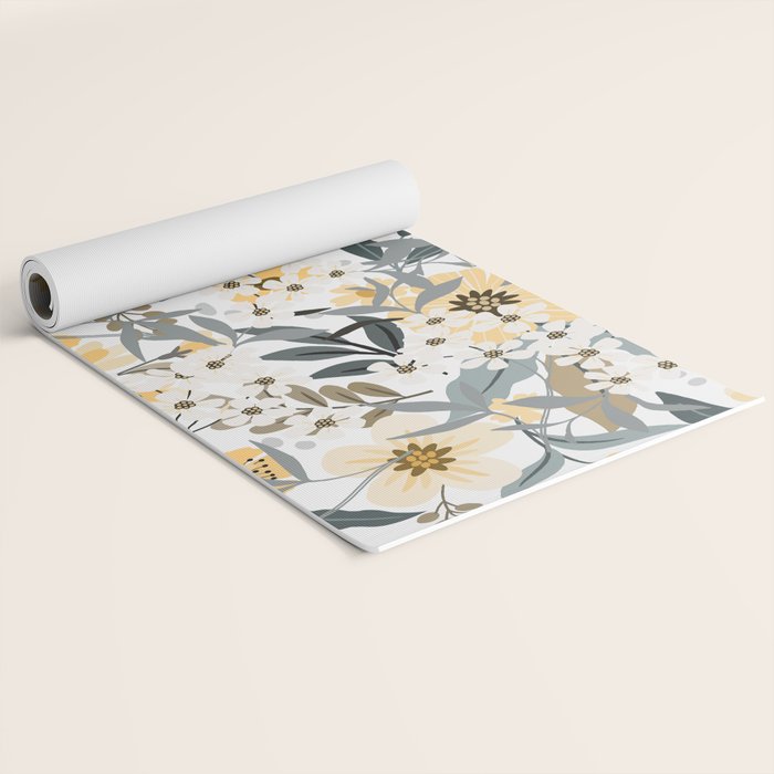 Spring Wildflowers, Floral Prints, Yellow and Gray Yoga Mat Gallery Image 2