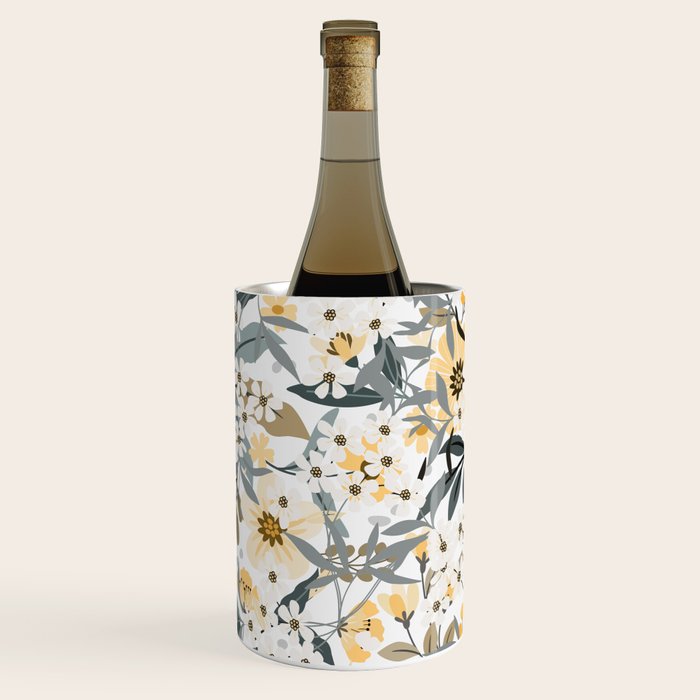 Spring Wildflowers, Floral Prints, Yellow and Gray Wine Chiller Gallery Image 1